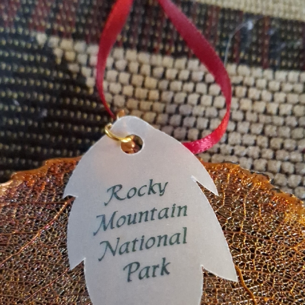 Rocky Mountain National Park Copper Glitter Leaf Ornament - Picture 3 of 6